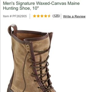 NWOT LL BEAN Men’s Wax Cloth Main Hunting Shoes